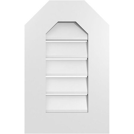 Ekena Millwork Octagonal Top Surface Mount PVC Gable Vent: Functional, w/ 3-1/2"W x 1"P Standard Frame, 14"W x 22"H GVPOT14X2201SF